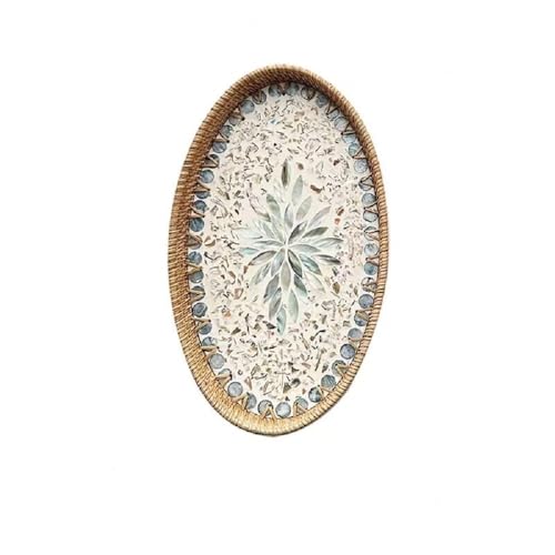 14.5 Inch Serving Tray for Coffee Table Ottoman D&eacute;cor Tray for Living Room Mother of Pearl Inlay...