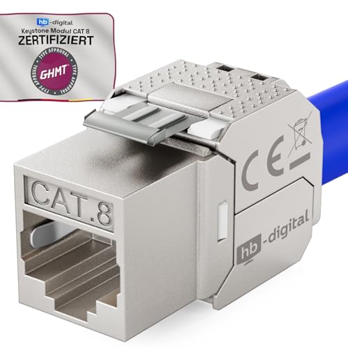 HB-Digital CAT 8.1 Keystone Modulo Connettore 2000 MHz 40 Gbit STP Jack RJ 45 per Patch Panel Ethernet LAN Posa del cavo