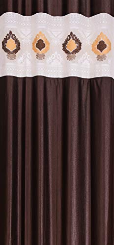 Image of LaVichitra Polyester Window Curtain with Designer Net (5ft, Coffee) -2 Pieces
