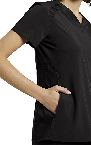 White Cross 746 Women's Quick Dry Comfy V-Neck Scrub Top With 2 Pockets And Side Mesh (Black, Small) #TOP2
