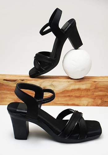 Image of Selfiee Cross Strap Block Heels Perfect for Every Occasion, Elegant Party Heel Sandals for Women & Girls