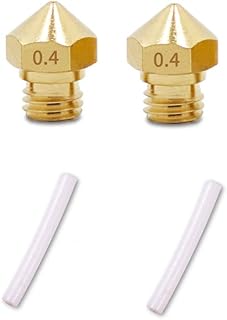 2 pcs MK10 M7 Extruder Nozzle 0.4mm and 2pcs PTFE Tube kit, for Wanhao FlashForge Creator Pro 2 QIDI Technology etc 3D Printer Repair Parts Replacement (2-Pack)