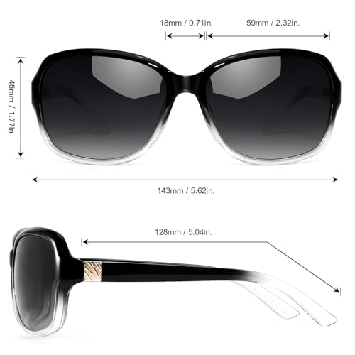 Image of SIPHEW Polarized Sunglasses for Women | Vintage Square Sunglasses w UV400 Protection | Womens Wraparound Shade
