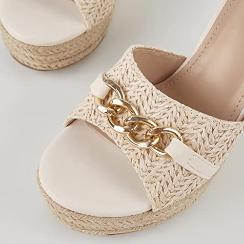 Coutgo Women's Wedge Sandals Platform Espadrille Heel Chain Slip On Casual Summer Slides3