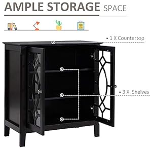 Homcom sideboard buffet cabinet kitchen storage cabinet double glass door accent cabinet with adjustable shelves espresso  urban country home decor