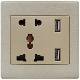 I LumoS Gold Pattern Multi Plug Socket & USB Phone Charger Single Wall Socket