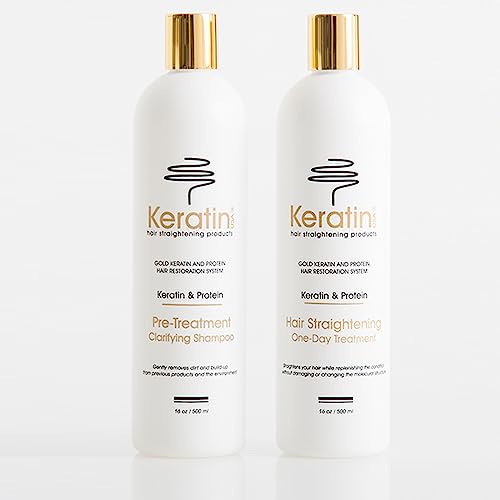Gold Keratin Hair Straightening Duo: One-Day Treatment 16oz and FREE Activator 8oz