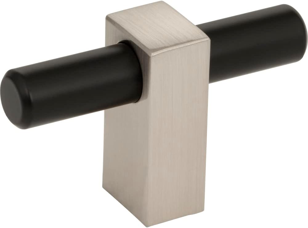 Jeffrey Alexander 2-3/8" Overall Length Matte Black with Polished Chrome Larkin T Knob