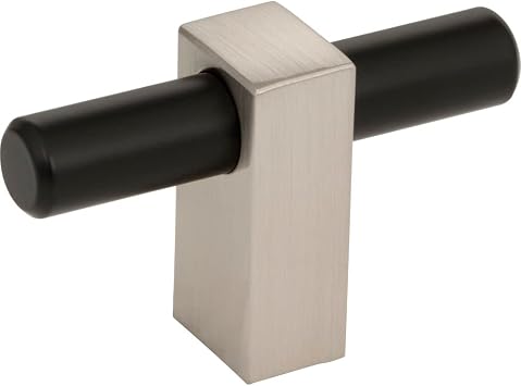 Jeffrey Alexander 2-3/8" Overall Length Matte Black with Satin Nickel Larkin T Knob