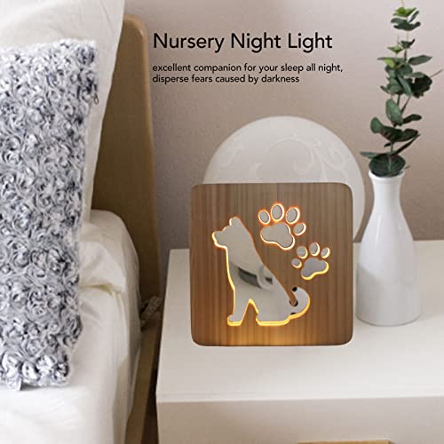 Lámpara de noche infantil diseño perro hueco luz blanca cálida USB miniatura 4