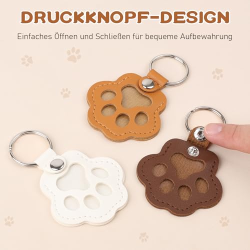 Yanlin 5 Stücke Schlüsselanhänger für Tierhaare, Tierhaare, Gedenkflasche, Schlüsselring Für Haustier Gedenk, Bezaubernde Pfotenabdruck-Schlüsselanhänger mit Druckknopf, für Hunde Katzen, Pfotenform