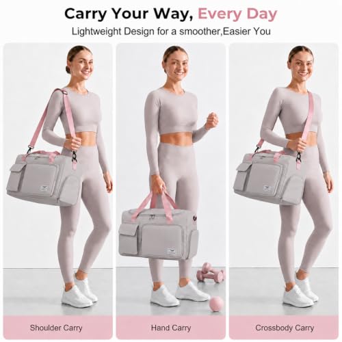 Image of FIORETTO Women's Gym Duffle Bag with Shoes Compartment, 30L Capacity, Ideal for Travel, Gym, Sports, Duffel, Weekender
