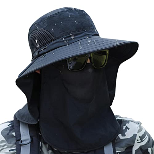 Chapéu Bucket Masculino | Praia Respiráveis para Homens | Chapéu Proteção Solar com Aba Larga e Capa