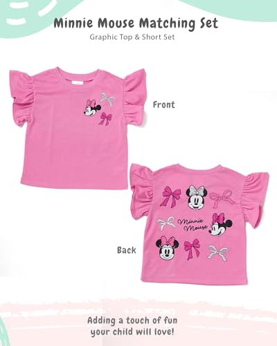 Image of Disney Minnie Mouse Outfit for Girls, 2-Piece Short Set | Minnie Mouse Shirt and Short, Elastic Waist, Disney Trips, Summer Play