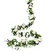 HEJIAYI Artificial Rose Flower Garland for Decoration Fake Rose Flower Vines for Wedding Fake Silk Flower Garland for Weddings, Home, Office, Party(White)