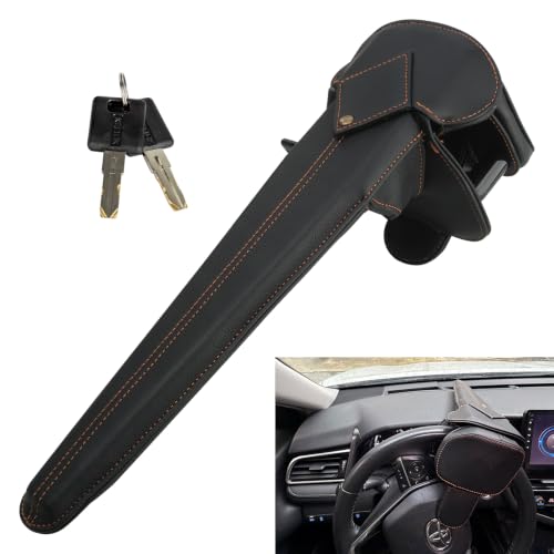 Catekro Antivol Voiture, Antivol Volant Réglable avec 2 Clés, Cuir Noir