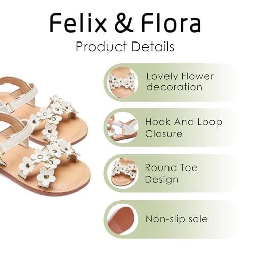 Image of Felix & Flora Toddler Girl Sandals -Flower Girl Dress Shoes Open Toe Little Kid Flats