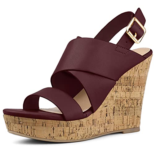 Allegra K Women's Wood Wedges Platform Wedge Sandals
