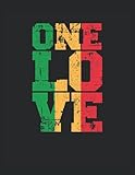  One Love Reggae Rasta Rastafari Jamaica Música: Cuaderno  Cuadriculado  A cuadros, Carta (21,59 x 27,94 cm), 120 páginas, papel crema, cubierta mate
