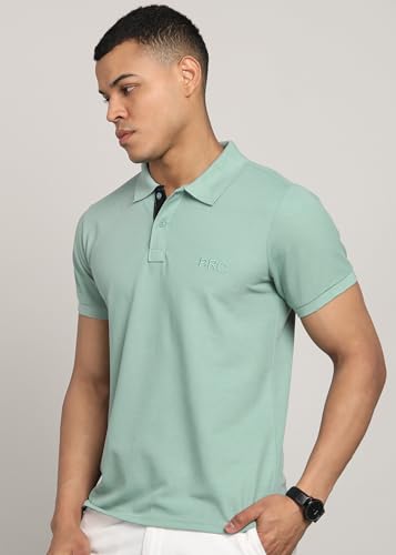 Image of INKKR Men Solid Polo Neck Cotton Blend Collar T-Shirt