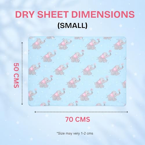 Image of Zikku Printed Dry Sheets for Newborn Baby Small Size Soft |Comfortable |Extra Absorbency|Fast Dry (50x70 cm, Blue, Elephant Print)