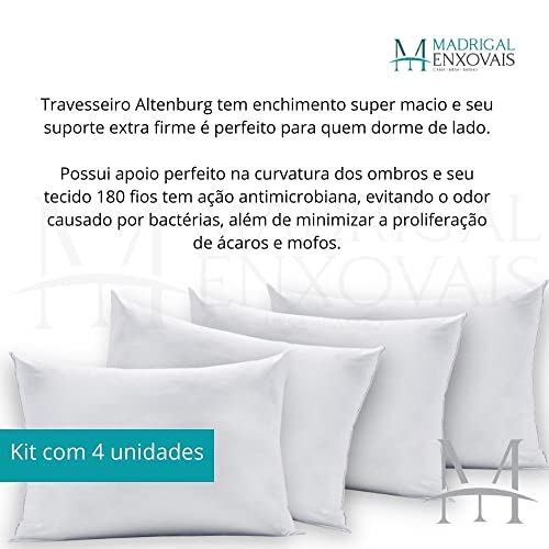 Kit 04 Travesseiros Altenburg Suporte Extra Firme 0,50x0,70m 180 Fios