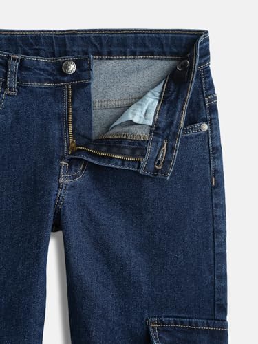 Image of Urbano Juniors Boy's Regular Fit Washed Denim Cargo Jeans with 6 Pockets Stretchable