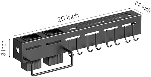 Kaluoli 20 Inch Black Pot Rack Organizer, Multifunctional Kitchen Utensil Rack, Utensil Rack Wall Mounted-Cooking Utensil Holder Knife Holder Rack Knife Rack #TOP5
