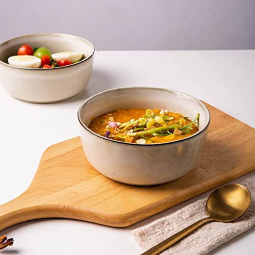 Gbhome Cereal Bowls Set Of 4 For Kitchen, 26Oz Stoneware Soup Bowls Set For Cereal Soup, Modern Kitchen Bowls For Meal, Dishwasher &Microwave Safe, Reactive Glaze-Cappuccino #TOP3