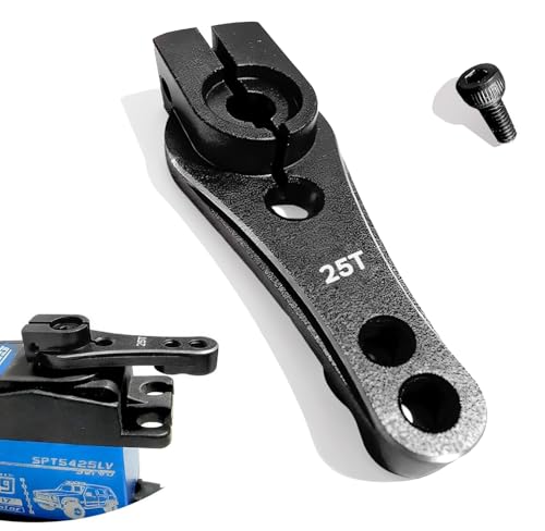 Fraizoe RC 25T Servo Horn Aluminum Alloy for Traxxas TRX-4, Dual Hole Adjustable Linkage Position Metal Steering Servo Arm High Strength CNC Machined Replacement Part for RC Crawler Models