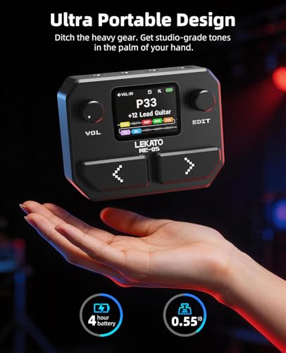 Image of LEKATO Multi Effects Guitar Pedal, with 125 Effects 30 Amp Models & 30 Cab Sims, 40s Looper, Drum Rhythms, Support NAM /IR, USB Audio Interface OTG Function Rechargeable Guitar Effects Pedal (Black)