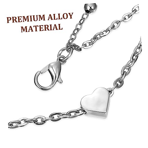 Tobillera con dije de corazón ajustable para mujer joya plateada de verano 3