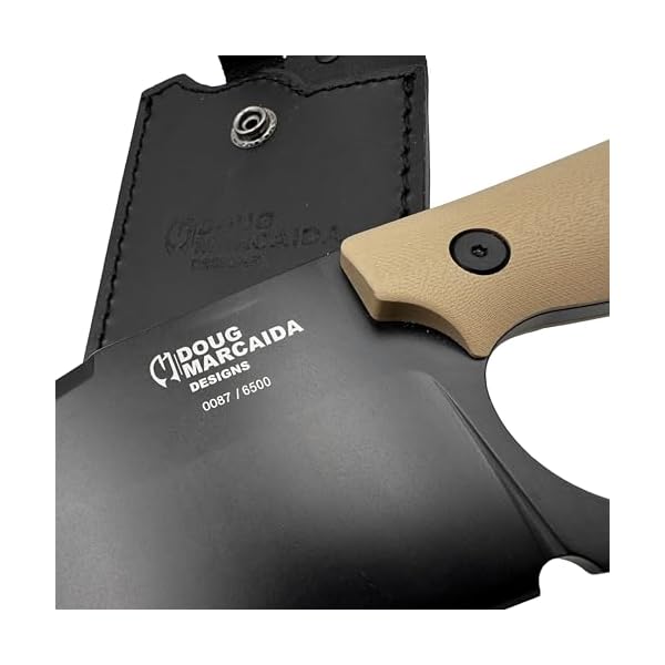 Doug Marcaida Grande Fratello Serbian Cleaver Knife 8.5in Stainless Steel Full Tang Fixed Blade Bushcraft Survival Cooking Knife - Top Grain Leather Sheath With Belt Loop, Black - Image 3