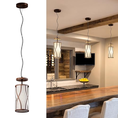 HYMELA N10-4-2 Farmhouse Pendant Lights Kitchen Island Adjustable Lengths Vintage Pendant Lighting Rustic Mini Ceiling Light Over Island for Bedroom Dining Room Hallway (Bulb Included)