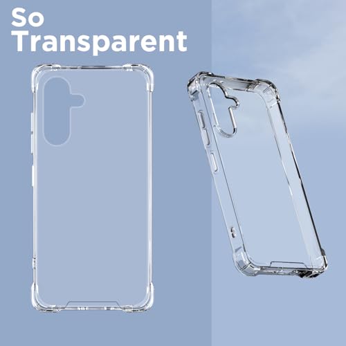 Image of Amazon Basics Back Cover for Samsung Galaxy A36 5G PC + TPU Clear Transparent Raised Edges Shockproof Protective Phone Bumper Case(Transparent)