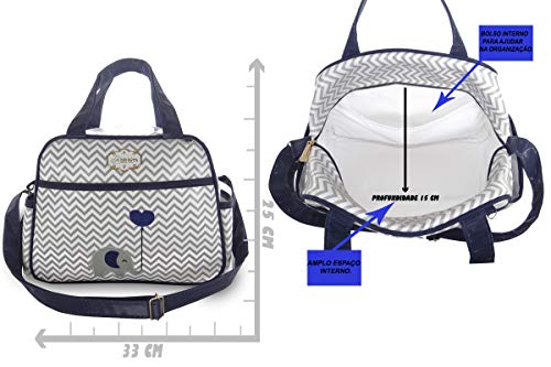 Kit Bolsas Maternidade Chevrom com Azul Marinho Elefantinho