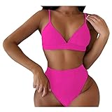 Bikini Mujer Sexy Estilo Bohemio Vendaje Diadema Push Up Brasileño Traje De Baño Para Playa Traje De Baño 2026 Colección, rosa fuerte, M