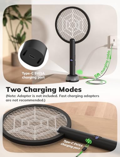 Image of YISSVIC Electric Fly Swatter Bug Zapper Racket 4000V (Black Beige)