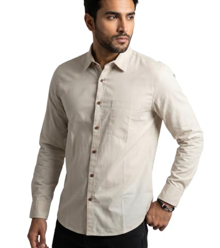 Image of Amazon Brand - INKAST Men Solid Cotton Shirt | Casual Wear | Basic Essential Plain Everyday & Office Wear | Full Sleeve | Regular Fit