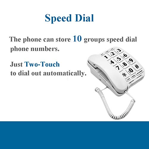 Hepester P-011 Large Button Corded Phone For Elderly Amplified Phone For Seniors Home Telephone With Big Buttons Works In Power Outage For Sos Emergency #TOP3