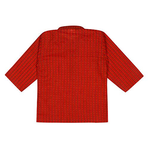 Image of superminis Baby Boys Traditional Ethnic Wear Handloom Cotton Solid Pattern Kurta With White Pyjama Set