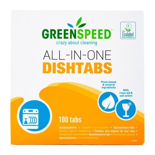 Pastiglie per lavastoviglie All-in-one, 100 pastiglie idrosolubili con Ecolabel