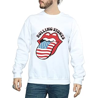 Absolute Cult Rolling Stones Homme American Flag Sweat-Shirt Blanc Large - Les Beatles, Paul McCartney, John Lennon, RIngo Starr, George Harrison Absolute Cult Rolling Stones Homme American Flag Sweat-Shirt Blanc Large – Image 4