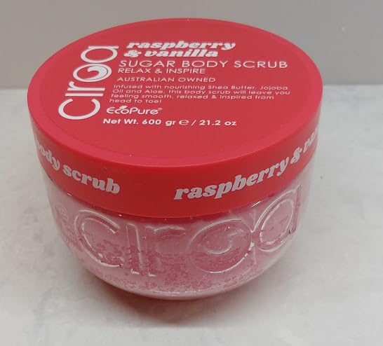 Ciroa, Raspberry & Vanilla, SUGAR BODY SCRUB, 21.2 oz (600gr), Relax & Inspire (Pack of One)