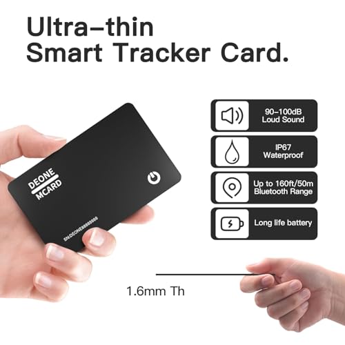 Image of Wallet Tracker Card, Wallet Tracker Compatible with Find My (iOS Only), Ultra Thin Item Finder for Wallet, Luggage Tag, Passport etc, IPX7 Waterproof (Black)