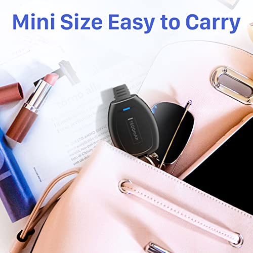 Tqthl Keychain Portable Charger, 1500Mah Mini Power Emergency Pod Power Bank, Key Ring Cell Phone Charger Compatible With Samsung Galaxy S21, S20, S10, S9, Note 20, Pixel, Moto, Lg, Android Phones #TOP2