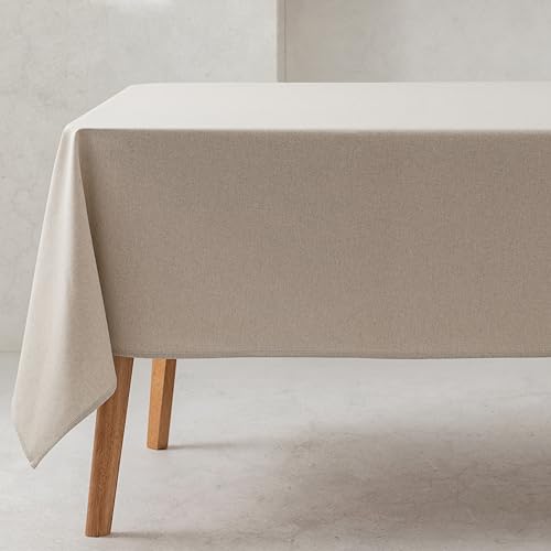 GAMUSI Mantel Liso Tela algodón orgánico Impermeable Antimanchas Rectangular Color Gris Claro 140x100 cm
