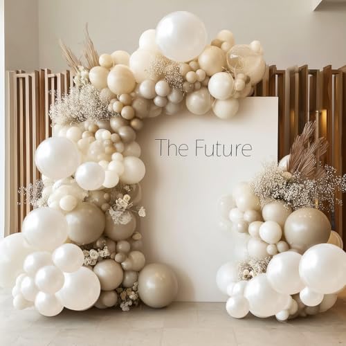 RUBFAC 129pcs Pearl White Balloons Different Sizes 18 12 10 5 Inch for Garland Arch Kit, Latex Balloon for Wedding Engagement Anniversary Bridal Baby Shower Birthday Party Decoration - Image 7