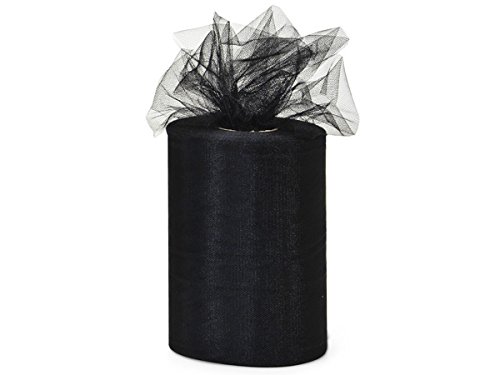 Black Tulle Wedding Reception Decor - 6" x 100 Yards, Fabric Netting Ribbon, Christmas, Tree Topper, Gifts, Birthday, Mourning, Funeral, Cemetery, Halloween Decoration