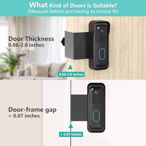 No-Drill Blink Doorbell Mount, Anti-Theft Door Mount for Blink Video Doorbell, Quick Install Doorbell Kits Ideal for Rental Apartments, No Sensor Blockage, Black by Pefecon - Image 3